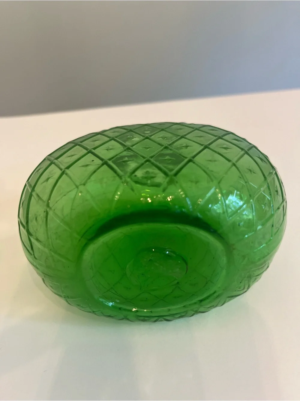 Green Textured Glass Decorative Vase